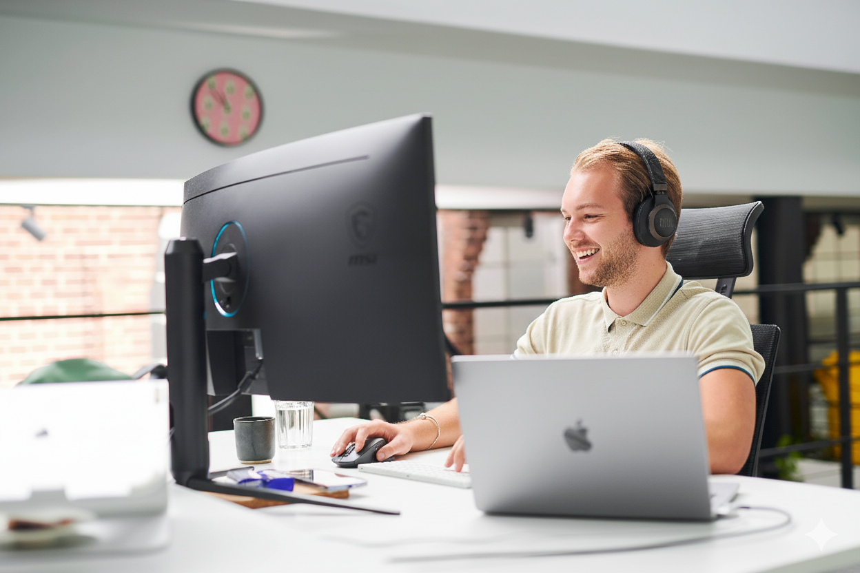 melle_behind_pc_happy